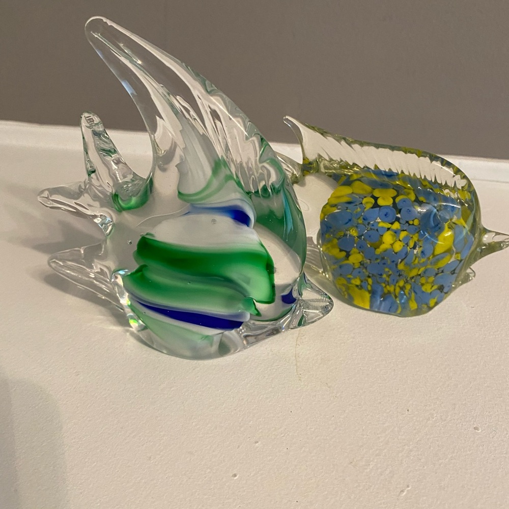 Hand blown glass accent pieces.